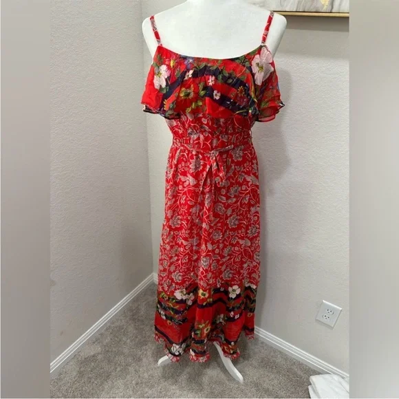 Anthropologie One September Zuri Red Floral Maxi Dress - Picture 5 of 9